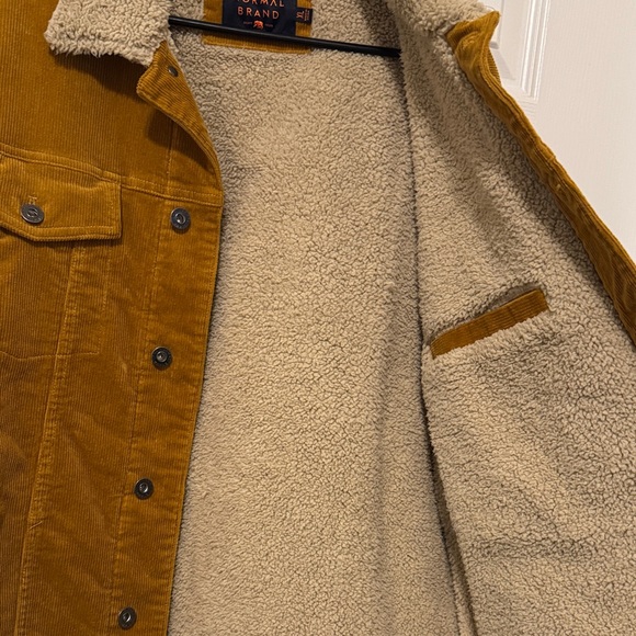 The Normal Brand Tan Corduroy Trucker Jacket with Sherpa Collar - Picture 6 of 7